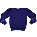 Susan Bristol Vintage  Hand Embroidered Wool Sweater Purple Floral Size 34 Small Photo 4