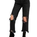 We The Free  Maggie Distressed Straight Leg Cotton Jeans Washed Black NWT Photo 0