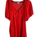 Umgee  Women Tunic Top V Neck Flare Short Sleeve Smock Back High Waist L Orange Photo 0