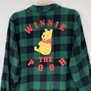 Disney  Women’s Size XL Green Plaid Flannel Winnie The Pooh Button Down Photo 5