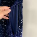 Spirit  Blue Velvet Cold Shoulder Silver Constellations Dress Size S/M Photo 2