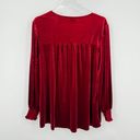 Wonderly  red crush velvet ruched faux wrap long sleeve blouse 1X Photo 2