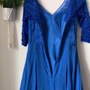 NWT Blue Beaded 3/4 Sleeve Long Gown Photo 8