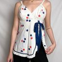 vintage 60s 70s white balloon print ruffle trim cami tank top Photo 8