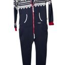 One Piece  of Norway Marius Jump in Lounge/PJ Hoodie Jumpsuit Navy/Red sz M Photo 2