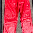 ZARA Red Leather Straight Pants Photo 6