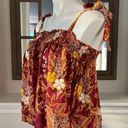 Rachel Zoe  Floral Cropped Top Smocked Tie Shoulder Straps Size M New with Tag Photo 1