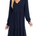 Karen Kane NWT  Long Sleeve Tiered Dress Navy Blue V Neck Women’s Size Large NEW Photo 0