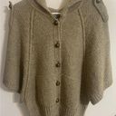 BCBG Maxazria Sweater Wrap Size Medium Beige Button Up Hooded Short Sleeve (i) Photo 0