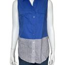 Equipment  Femme Blue Sleeveless Button Up Top Size Medium Photo 7