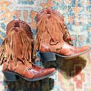 Dingo  Brown Leather Cassidy Cowboy Western Fringed Braided Wood Beads Boots 8 Photo 5