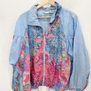 Athletic Works  Jacket Women LARGE Blue Pink VTG Printed Full Zip Windbreaker Photo 0