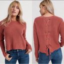 Lucky Brand Back Lace Pullover Sweater Mauve Size M Photo 1