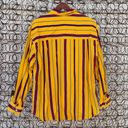 Vintage 90s bold yellow striped button down blouse Size L Photo 3