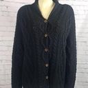 Tommy Bahama  Black Heavy Fisherman's Sweater Cable-knit Cardigan EUC size Medium Photo 0