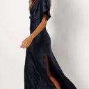 Petal and Pup  Ricki Midnight Indigo Blue Satin Maxi Dress L Photo 5