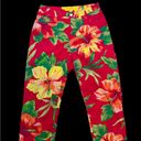 Ralph Lauren Vintage Ralph by  Red Yellow Floral Hibiscus Cropped Capri Pants Photo 5