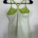 Lululemon  Power Y Tank Top White/Lemon Green Striped Built In Bra Size 6 Rare Photo 4