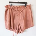 Good American  Snatched Paperbag Waist Faux Suede Shorts In Dusty Rose Photo 1