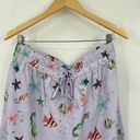 Hill House  Skylar Linen Pants Lavender Sea Creature Pattern High Waist Womens L Photo 3