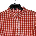 Daniel Cremieux  1/2 Button Shirt Size XS Orange White Gingham Check 100% Cotton Photo 1