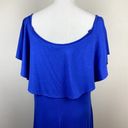 Carmen Marc Valvo  Midi Dress XL Blue Off Shoulder Ruffle Bodycon Slim‎ Fit New Photo 5