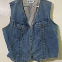 Womens Denim Vest Jacket Snap Button Blue Western Rockability Cowgirl 90's XL Photo 0