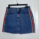 Denim & Co Denim Red Side Stripe Mini Denim Jean Skirt Size 6 Photo 0