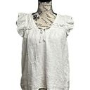 Harvé Benard harve bernard Womens Ivory Linen Peasent Boho Beachy Top Pullover L Lightweight Photo 0