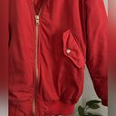 ASOS  Red Bomber Jacket Gold Zipper Oversize Photo 2