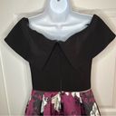 Betsy and Adam  Formal Dress Off the Shoulder Fit and Flare Black Burgundy 2 Photo 8