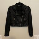 Princess Polly Faux Leather Black Cropped Moto Jacket  Photo 4