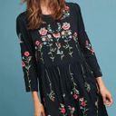 Wish Chic  Women's Relaxed Floral Embroidered Black Drop Swing Dress Tunic Sz M Photo 1