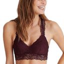 Aerie American eagle Boho bra Bralette Floral Crochet Lace Stretch Maroon small Photo 1