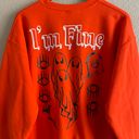 Gildan Orange ‘I’m Fine’ Crewneck Photo 4