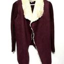 Just Fab white faux fur maroon sweater medium Photo 0