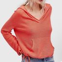 Free People  Optimist Hoodie Coral Sweatshirt Size Medium Bin 214 Photo 0