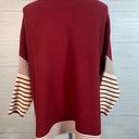 Pink Lily Womens Sweater Size Small burgundy Striped Mock Neck Poncho Pullover Photo 6