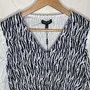 Beulah  mixed media velour zebra print v-neck blouse with gathered puff OS Photo 2