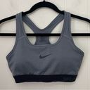 Nike  Dri Fit Sports Bra Removable Pads Grey Black Swoosh Racerback ~ Size M Photo 0