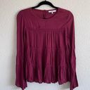 Ro & De  Womens Burgundy Tiered Lace Blouse Photo 0