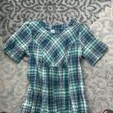 Vintage The Vermont Country Store Mountain Mercantile Plaid Maxi Dress Green 16 Blue Photo 1