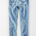 American Eagle Stretch Tomgirl Jeans Slashed Sky Destroyed Ripped BF Boyfriend 0 Photo 4