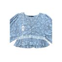 ZARA  Openwork Floral Embroidered Eyelet Blouse‎ Size M Photo 2