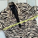 ZARA  Zebra Animal Print Beige Black Satin Double-Breasted Oversized Blazer Small Photo 7