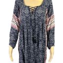 American Eagle  Womens Tunic Mini Dress Long Sleeves Boho Peasant Blue Pink XS Photo 2