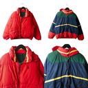 Nautica  Down Jacket Vintage 90s Multicolor Medium M Zip Puffer Hooded Reversible Photo 1