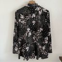 Isaac Mizrahi  Floral Button Front Collar Blouse Top Shirt Dark Floral Modest 10 Photo 2