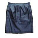 Oleg Cassini Vintage  Metallic Skirt Navy Blue Black Silver Size 8 Photo 0