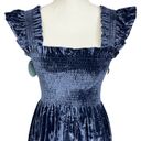 Hill House Size S The Ellie Nap Dress Navy Velvet Midi Tiered Smocked Bodice NEW Photo 6